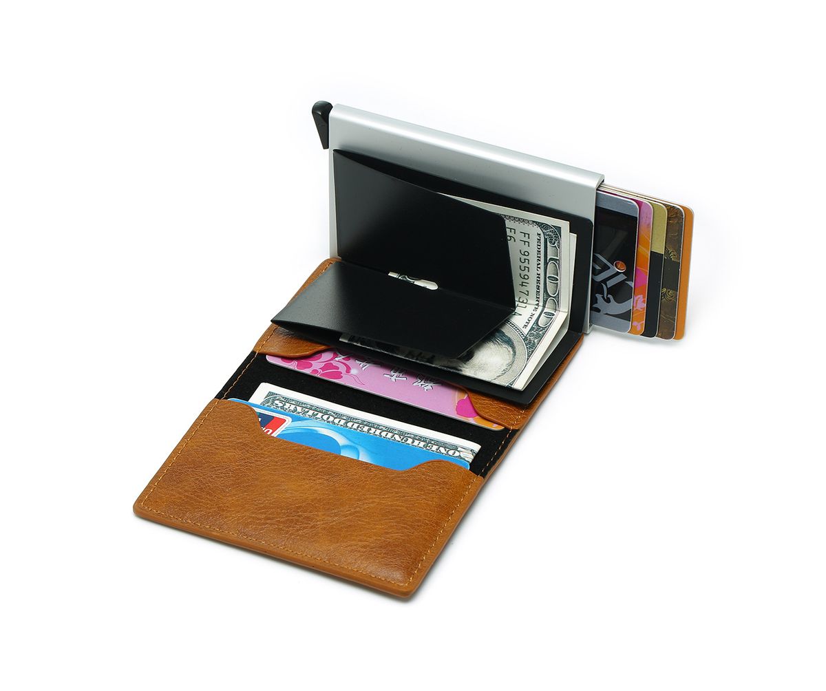 Premium RFID Protected Credit Card Pop Up Wallet With money Clip