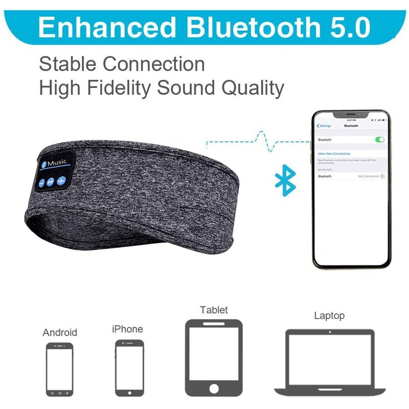 Wireless Bluetooth 5.0 Sleep/Sport Eye Mask Headband with Earbuds