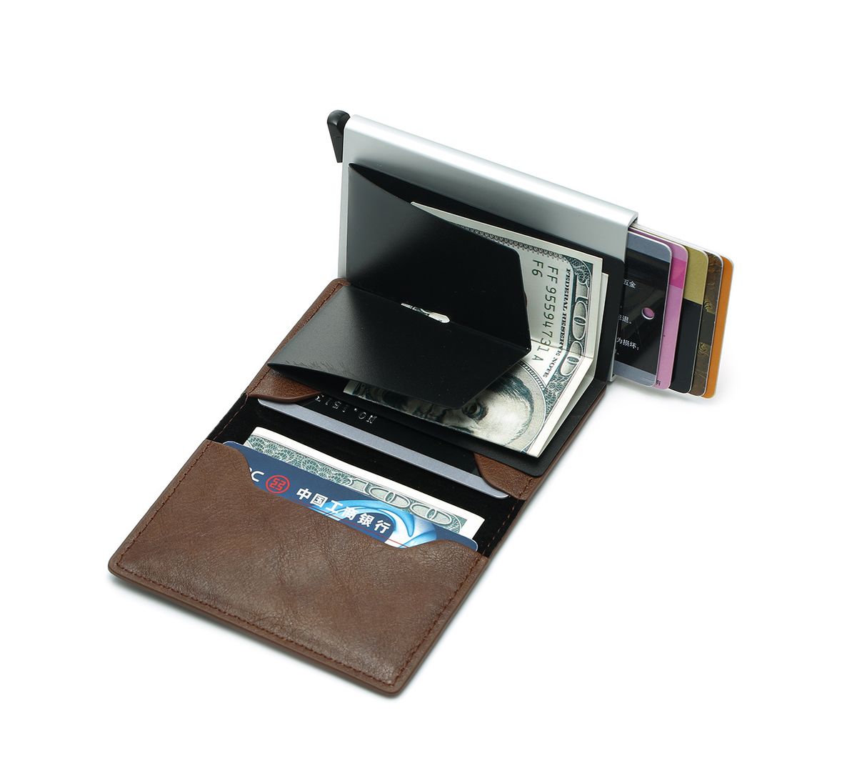 Premium RFID Protected Credit Card Pop Up Wallet With money Clip