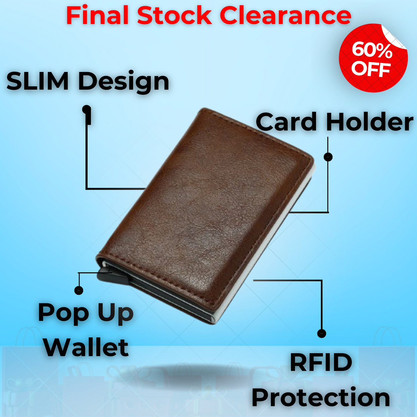 Premium RFID Protected Credit Card Pop Up Wallet With money Clip