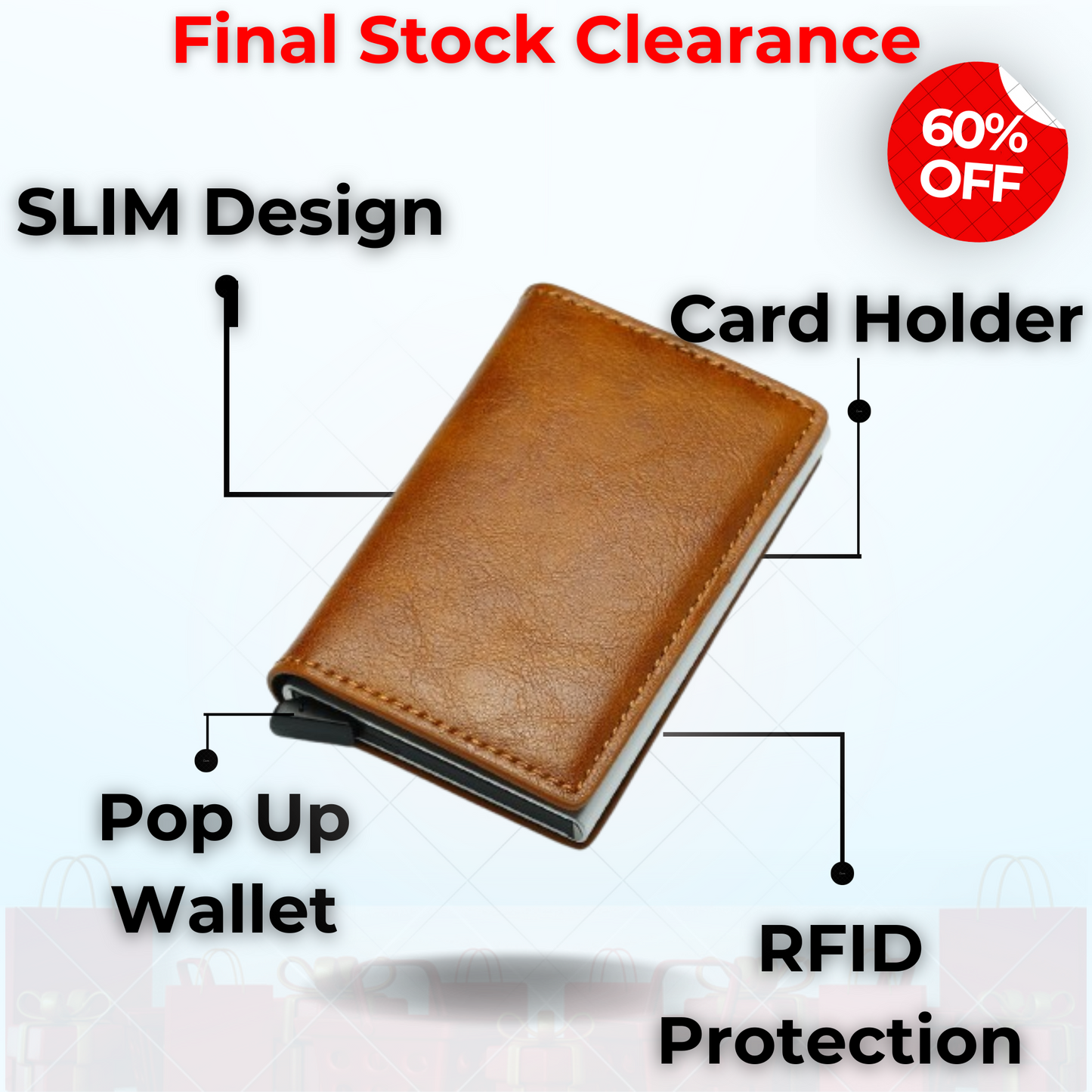 Premium RFID Protected Credit Card Pop Up Wallet With money Clip