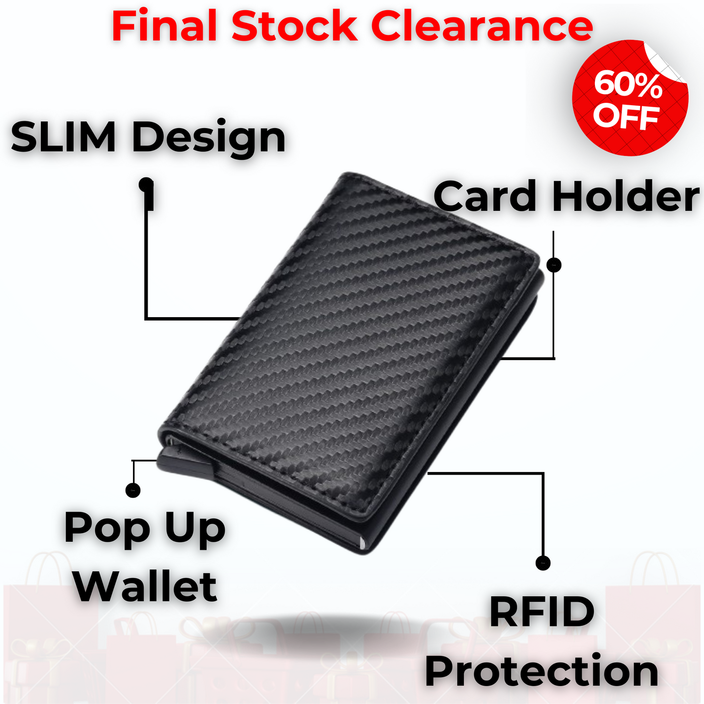 Premium RFID Protected Credit Card Pop Up Wallet With money Clip