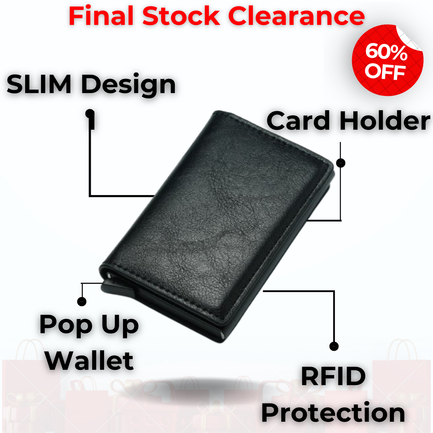 Premium RFID Protected Credit Card Pop Up Wallet With money Clip