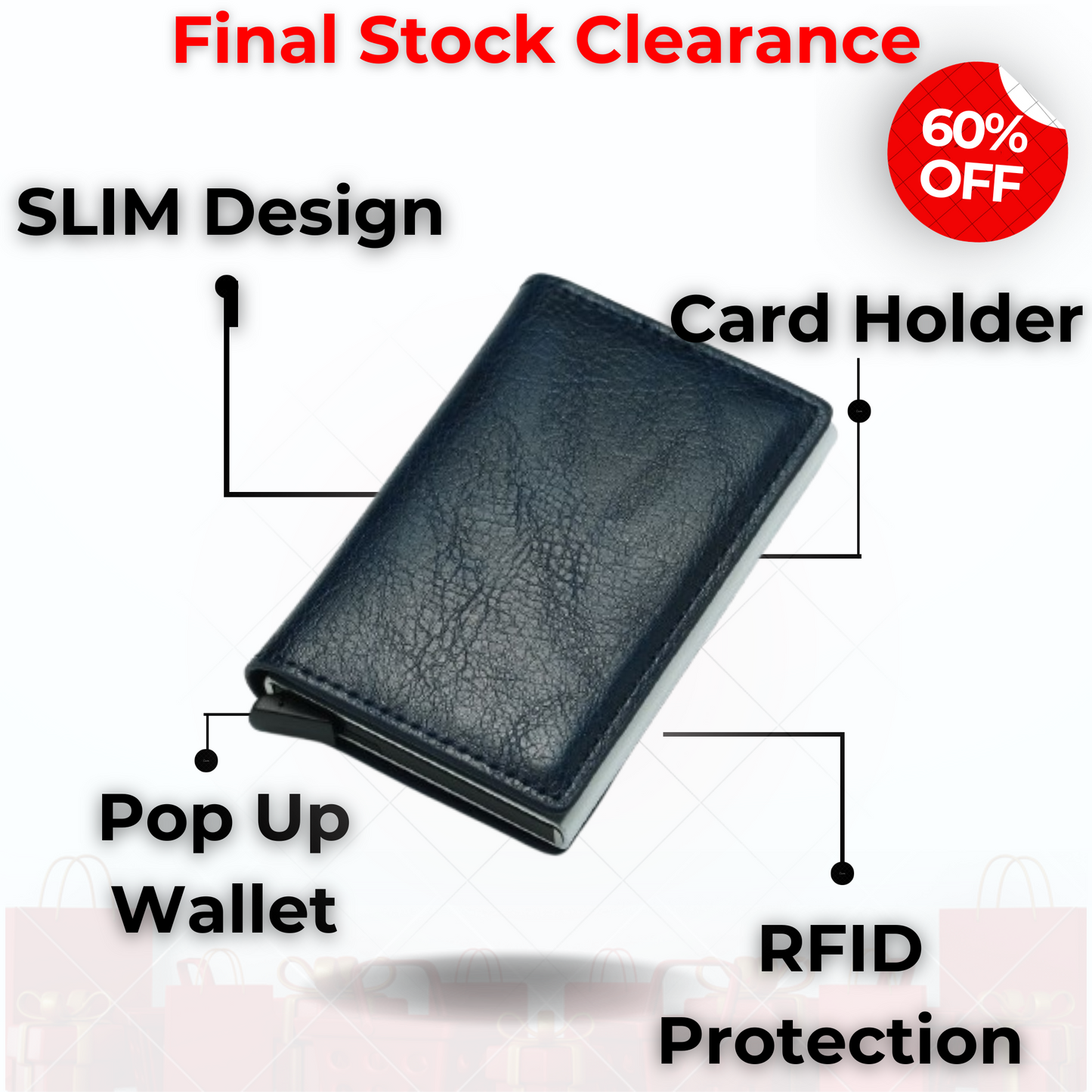 Premium RFID Protected Credit Card Pop Up Wallet With money Clip