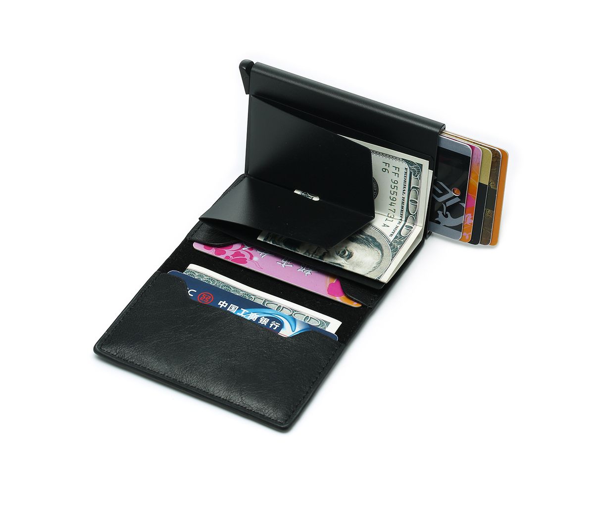 Premium RFID Protected Credit Card Pop Up Wallet With money Clip