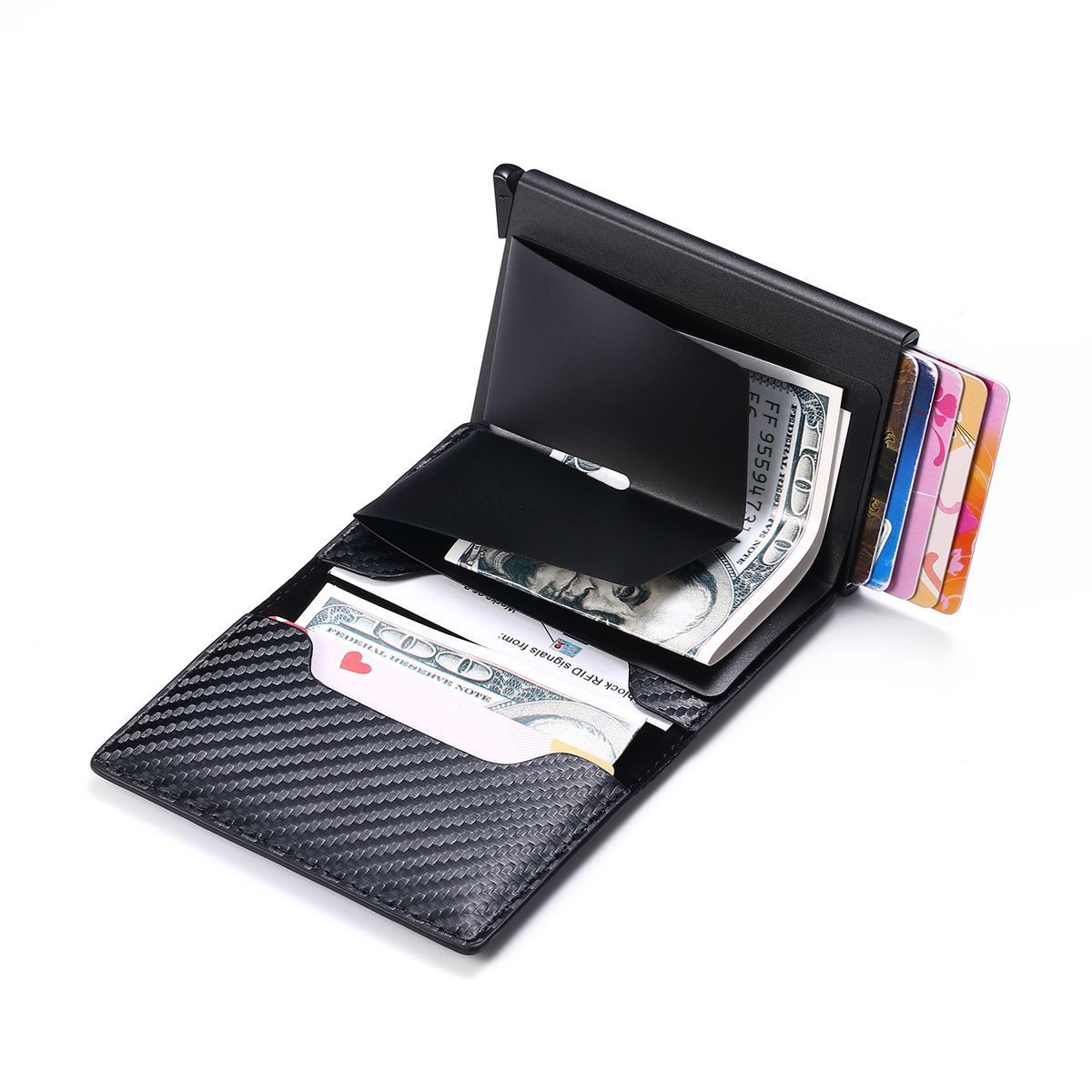 Premium RFID Protected Credit Card Pop Up Wallet With money Clip